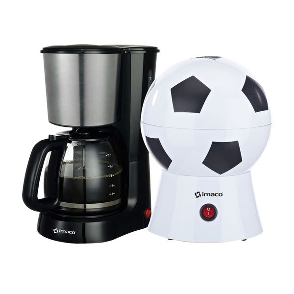 Combo cafetera 12 tazas + Pop corn maker mini futbol Imaco